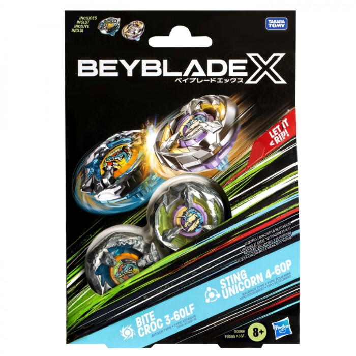 BEYBLADE X PACHET DUO BITE CROC 3-60LF SI STING UNICORN 4-60P SuperHeroes ToysZone