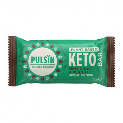 Baton Proteic Keto cu Ciocolata, Menta si Arahide 50g foto