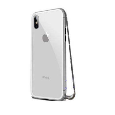 Husa Apple iPhone X Magnetica 360 grade Silver spate sticla securizata premium foto