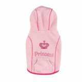 Haina cu gluga Pufo pentru caini, imprimeu Princess, roz, XL