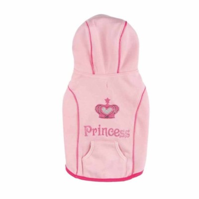 Haina cu gluga Pufo pentru caini, imprimeu Princess, roz, XL foto