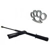 Set Autoaparare: Baston Telescopic Flexibil Negru, Maner Tonfa 47cm + Box Argintiu 1cm. Otel, Husa Curea, Ideallstore