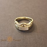 Inel placat 14k cu zirconia model decupat - latime 8 mm