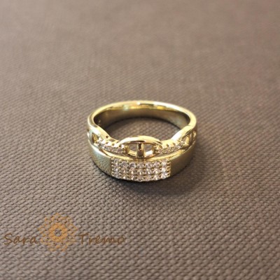 Inel placat 14k cu zirconia model decupat - latime 8 mm foto