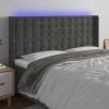 VidaXL Tăblie de pat cu LED, gri &icirc;nchis, 163x16x118/128 cm, catifea