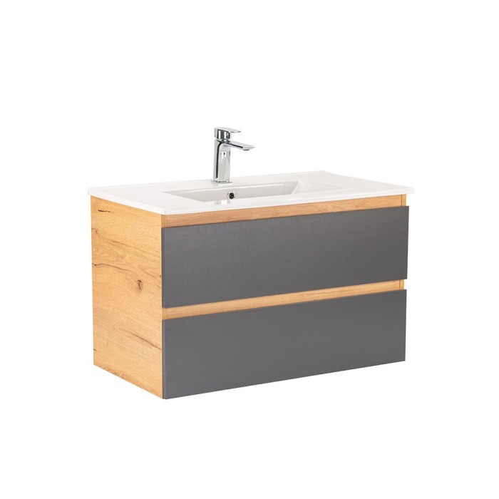 Dulap inferior Vario Forte 80 cu lavoar stejar-antracit