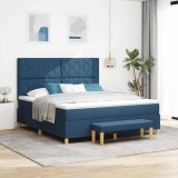 vidaXL Pat cu arcuri cu saltea albastru 180 x 200 cm țesătură