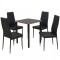 Set masă și scaune de bucătărie, 5 piese, negru