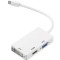Adaptor hub 3 in 1, MiniDisplayPort la DVI VGA HDMI, pentru TV, laptop, proiector, 27 cm, alb