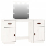 Set de masa de toaleta cu LED, alb, lemn masiv de pin GartenMobel Dekor, vidaXL