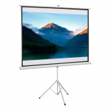 HOMCOM Ecran de Proiecție cu Stativ, Suprafață de Proiecție 4:3, Pliabil și Reglabil pe &Icirc;nălțime, 171x128 cm, Alb | Aosom Romania