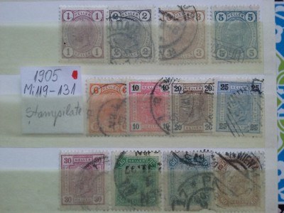 1905- Austria-Mi 119-131-part.set-stampilat foto