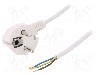 Cablu alimentare AC, 3m, 3 fire, culoare alb, cabluri, CEE 7/7 (E/F) &amp;#351;tecar in unghi, SCHUKO mufa, PLASTROL - W-97157