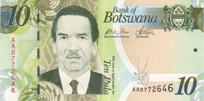 Bancnota Botswana, 10 Pula 2014, hartie, necirculata foto