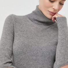 Beatrice B pulover de lana femei, culoarea gri, light, cu guler