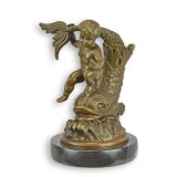 Ingeras cu un peste-statueta din bronz pe un soclu din marmura BF-24