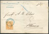 1875 , Lp 38 f , Plic circulat CRAIOVA 2/MAI/75 la WIEN 7/5/75 , tranzit ORSOVA 4/5/75 , francata cu o marca 25 BANI emisiunea PARIS 1872