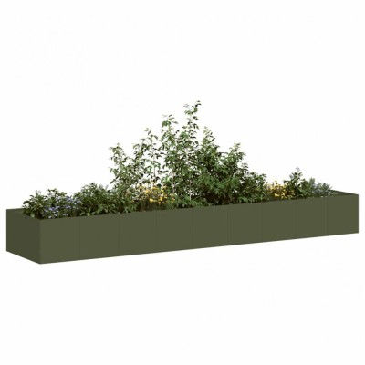 vidaXL Jardinieră verde măsline 360x80x40 cm oțel 860769 foto