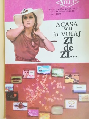 1978, Reclama diverse sapunuri comunism BUCURESTI 24 x 17 cm Fabrica STELA foto