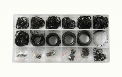 Set agrafe, 300 piese, sigurante elastice seeger, din otel de arc, 18 tipuri diferite foto
