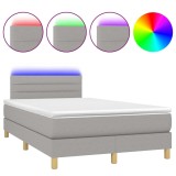 Cumpara ieftin Pat cu arcuri, saltea si LED, gri deschis, 120x190 cm, textil