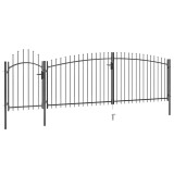 vidaXL Poartă gard pentru grădină cu v&acirc;rf suliță, negru, 5 x 2 m
