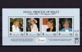 ✅( S7 ) Gibraltar 1998 &quot;Printesa Diana- in memoriam &quot; , colita 32 Michel 818/821 , suprataxa , MNH