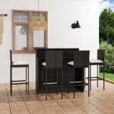 VidaXL Set mobilier bar de grădină cu perne, 5 piese, negru