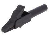 Bornă crocodil neagră 15A 4mm nichelată 300V