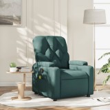 VidaXL Fotoliu de masaj rabatabil, verde &icirc;nchis, material textil