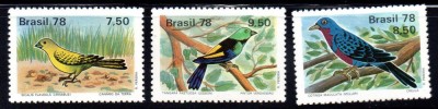 BRAZILIA 1978, Fauna - Pasari, serie neuzata, MNH foto