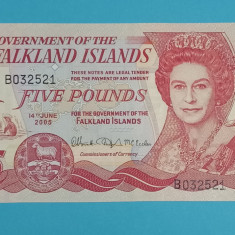 Insulele Falkland 5 Pounds 2005 'Tiraj 200.000 buc' UNC serie: B032521