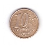 Moneda Brazilia 10 centavos 1998, stare foarte buna, curata, America Centrala si de Sud, Fier