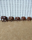 Lot de 5 figurine elefanti din lemn exotic