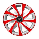 Set 4 capace roti 14 inchi R14 Drift Rosu-Gri, Compatibil cu Audi