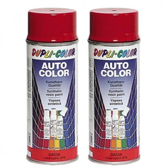 Pachet 2 x Vopsea Spray Auto Dacia Rosu 275 Dupli Color 350 ml
