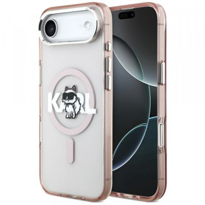 Husa MagSafe pentru Apple iPhone 17 Air, Karl Lagerfeld, IML Sketch Logo Choupette, Roz foto