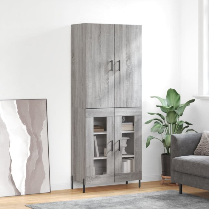 vidaXL Dulap &icirc;nalt, gri sonoma, 69,5x34x180 cm, lemn compozit