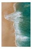 Tablou Canvas, "Valurile albe pe nisipul auriu", Valuri, Țărm, Apă, Nisip, Turcoaz, Spumă, Natură, Ocean, Liniște, Litoral, 26 x 39 cm, CMCLASS