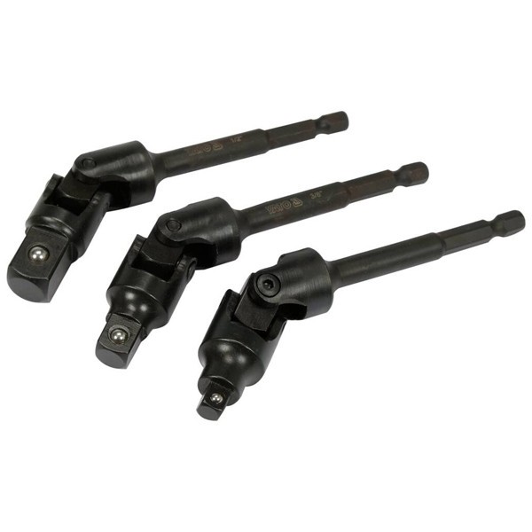 YATO Set 3 adaptoare cardanice, 1/4&#039;&#039;, 3/8&#039;&#039;, 1/2&#039;&#039;, lungime 125mm, CrV