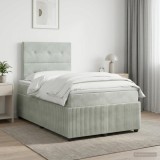 Cumpara ieftin Pat boxspring cu saltea Gri deschis 120 x 200 cm Catifea