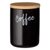 Borcan Ceramic Negru cu Capac Bambus Coffee 0.8L, 10.5x15cm, Etans, Depozitare Cafea, Alimente