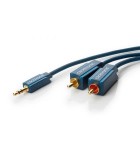 Cablu audio Profesional Jack 3.5 mm - 2x RCA 5m aurit albastru