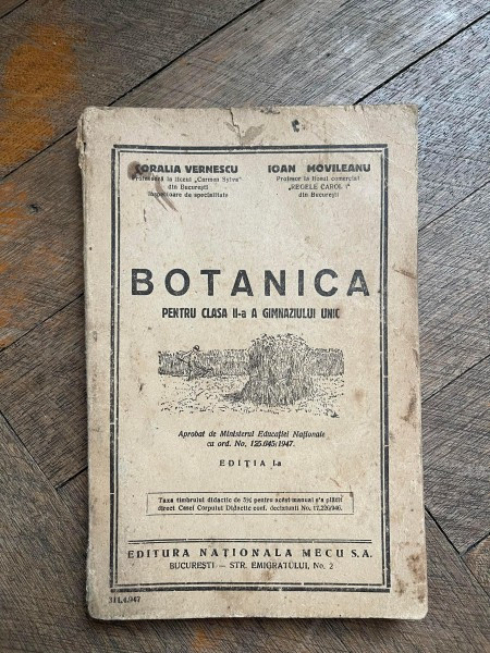 Coralia Vernescu Botanica pentru clasa a II-a gimnaziului unic (1947)