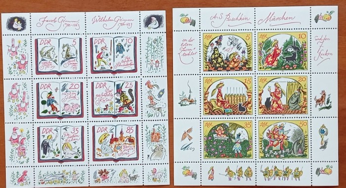 GERMANIA-DDR-&#039;&#039;POVESTI de FRATII GRIM si puskin&#039;&#039;-2BLOC de8v -ff.rarre-MNH nestamp.