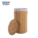 Cos rufe rotund Heinner 55 L, 35x60 cm, bambus natural, sac detasabil, cu capac