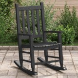 Scaun Balansoar Copii vidaXL, Lemn Plop, Negru, 6-12 Ani, Siguranta Antirasturnare, Interior/Exterior, Max 110kg