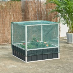 Jardiniera inalta cu capac plasa Alblasserdam 90x90x88cm otel antracit verde [en.casa] HausGarden Leisure foto