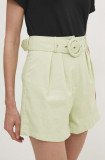 Answear Lab pantaloni scurți cu in culoarea verde, neted, high waist