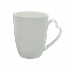 Cana din portelan cu maner in forma de inima pentru cafea sau ceai, 360 ml, alb foto